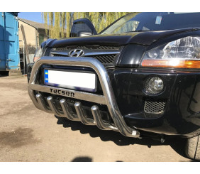 Кенгурятник WT004 (нерж.) для Hyundai Tucson JM 2004- рр