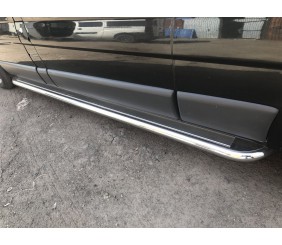 Бокові пороги Premium (2 шт., нерж.) 60 мм, довга база для Nissan Primastar 2002-2014 рр