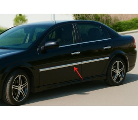 Накладки на молдинги дверей (4 шт, нерж) Carmos - Турецька сталь для Opel Vectra C 2002-2008 рр