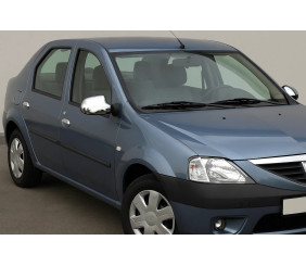Накладки на дзеркала повні (2 шт) Carmos - Хромований пластик для Renault Logan I 2005-2008 рр