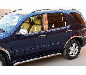 Зовнішня окантовка вікон (4 шт, нерж) Carmos - Турецька сталь для Mercedes ML W163 1997-2005 рр