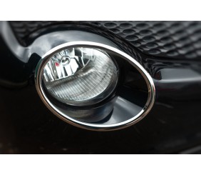 Накладки на передні ліхтарі (2 шт., нерж) 2010-2014, OmsaLine - Італійська нержавійка для Nissan Juke рр