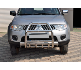Передній захист QT007 (нерж.) для Mitsubishi Pajero Sport 2008-2015 рр