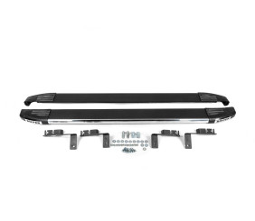 Бокові пороги Omsa Black (2 шт., алюм.) для Peugeot Bipper 2008-2017 рр