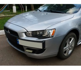 Підставка під номер (пластик) Чорний мат для Mitsubishi Lancer X 2008- рр