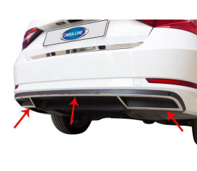 Накладки на торець бамперу OmsaLine (3 шт, нерж) для Skoda Superb 2015-2024 рр