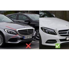 Передня решітка Diamond Silver (для Avantgarde/AMG-Line/C43 AMG) 2018-2026, без камери для Mercedes C-сlass W205 рр