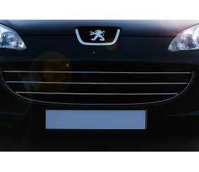 Накладки на решітку (3 шт, нерж) Carmos - Турецька сталь для Peugeot 407 2004-2011 рр