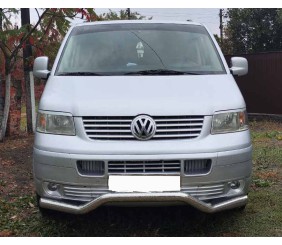 Передній захист хвиля ST007 (нерж) для Volkswagen T5 Transporter 2003-2010 рр