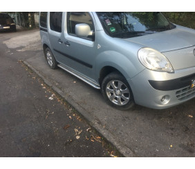 Бокові пороги Premium (2 шт., Нерж.) 60 мм, довга база для Renault Kangoo 2008-2020 рр