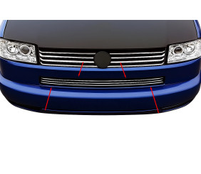 Накладки на решітку в бампер Прямий капот (3 шт, нерж) для Volkswagen T4 Caravelle/Multivan 1990-2003 рр