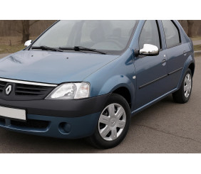 Накладки на дзеркала верхні (2 шт, нерж) для Renault Logan I 2005-2008 рр