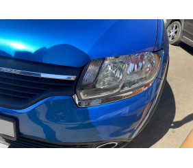 Накладки на фари (2 шт., нерж) для Dacia Sandero 2013-2020 рр