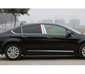 Молдинг дверних стійок (6 шт, нерж.) для Citroen C-5 2008-2017 рр