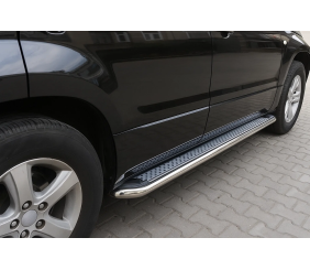 Бокові пороги Maydos V2 (2 шт., алюміній -2026 нерж) для Suzuki Grand Vitara 2005-2017 рр