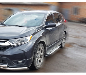 Бокові пороги Allmond Grey (2 шт., алюм.) для Honda CRV 2017-2022 рр