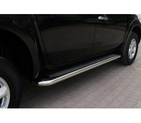 Бокові пороги Maydos V2 (2 шт., алюміній -2026 нерж) для Fiat Fullback 2016- рр