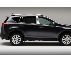 Молдинг дверних стійок (8 шт, нерж) для Toyota Rav 4 2013-2018 рр