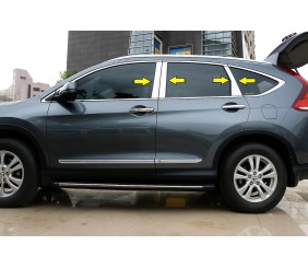 Молдинг дверних стійок (6 шт, нерж.) для Honda CRV 2012-2016 рр