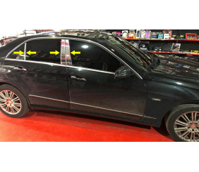 Молдинги дверних стійок (6 шт, нерж) для Mercedes E-сlass W212 2009-2016 рр