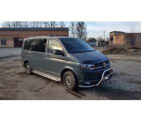 Бокові пороги Premium (2 шт., нерж) 60 мм, довга база для Volkswagen T6 2015-2024 рр