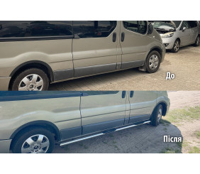 Бічні труби (2 шт., нерж.) 60 мм, довга база для Opel Vivaro 2015-2019 рр