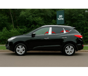 Молдинг дверних стійок (8 шт, нерж.) для Hyundai IX-35 2010-2015 рр