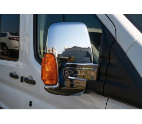 Накладки на дзеркала (2 шт, хром) Полірована нержавіюча сталь для Ford Transit 2014- рр