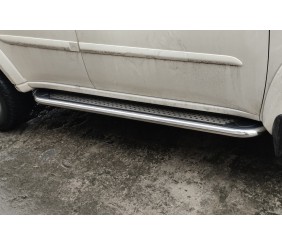 Бокові пороги Maydos V2 (2 шт., алюміній -2026 нерж) для Mitsubishi Pajero Sport 2008-2015 рр