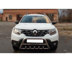 Кенгурятник з написом WT004 (нерж.) для Renault Duster 2018-2024 рр