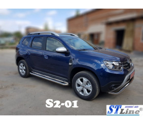 Бокові пороги Premium (2 шт., нерж.) Ø60 для Dacia Duster 2018-2024 рр