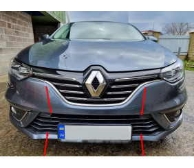 Накладки на бампер 2016-2021 (7 шт, нерж) для Renault Megane IV рр