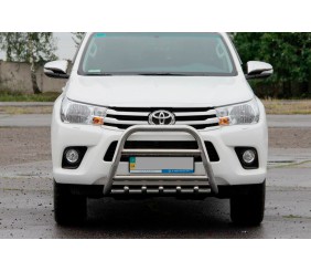 Кенгурятник QT006 (нерж.) для Toyota Hilux 2015- рр