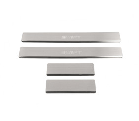 Накладки на пороги Натанико (нерж) Стандарт - стрічка Lohmann, 0.5 мм для Suzuki Swift 2010-2017 рр