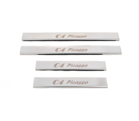 Накладки на пороги Carmos (4 шт., нерж.) для Citroen C-4 Picasso 2013-2022 рр