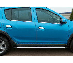 Зовнішня окантовка вікон (4 шт., нерж.) Carmos - Турецька сталь для Dacia Sandero 2007-2013 рр