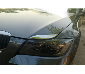 Хром накладки на капот (вії вище фар) для BMW 3 серія E90/E91 2005-2011 рр