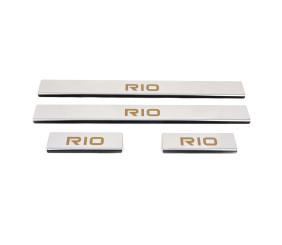 Накладки на пороги Carmos (4 шт., нерж.) для Kia Rio 2005-2011 рр