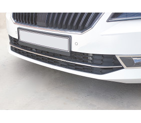 Накладки на передній бампер OmsaLine (3 шт., нерж.) для Skoda Superb 2015-2024 рр