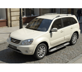 Бокові пороги Tayga V2 (2 шт., алюміній) для Chery Tiggo 1 2005-2016 рр