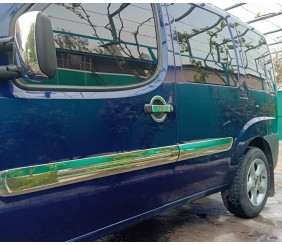 Молдинг дверний Широка модель (4 шт, нерж) Carmos - Турецька сталь для Fiat Doblo I 2005-2010 рр