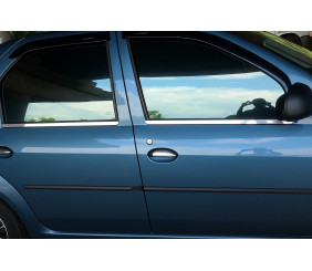 Зовнішня окантовка стекол (4 шт, нерж.) Carmos - Турецька сталь для Renault Logan I 2008-2013 рр
