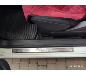 Накладки на пороги 500 (Carmos, 2 шт, нерж) для Fiat 500/500L 2013-2022 рр