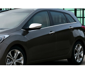 Накладки на дзеркала з вирізом під поворот (2 шт) ABS - Хромований пластик для Hyundai Accent 2011-2017 рр