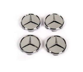 Ковпачки на диски 75/71 мм без кільця (4 шт, сірі) для Mercedes-Benz