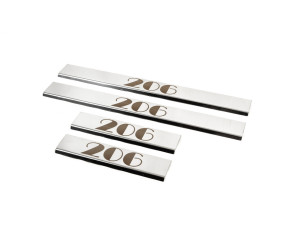 Накладки на пороги Carmos (4 шт, нерж.) для Peugeot 206 1998-2024 рр