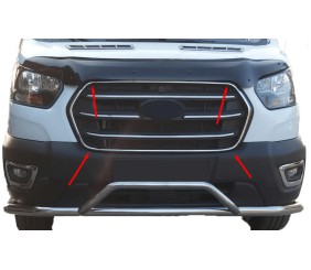 Обведення решітки (2019-2026, 4 шт, нерж) Carmos - Турецька сталь для Ford Transit 2014- рр