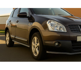 Бічні подвійні труби (2 шт., нерж) для Nissan Qashqai 2007-2010 рр