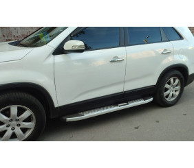 Бокові пороги Mevsim Grey (2 шт., Алюміній) 2010-2013 для Kia Sorento II XM рр