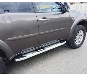 Бокові пороги Mevsim Grey (2 шт., Алюміній) для Mitsubishi Pajero Sport 2008-2015 рр